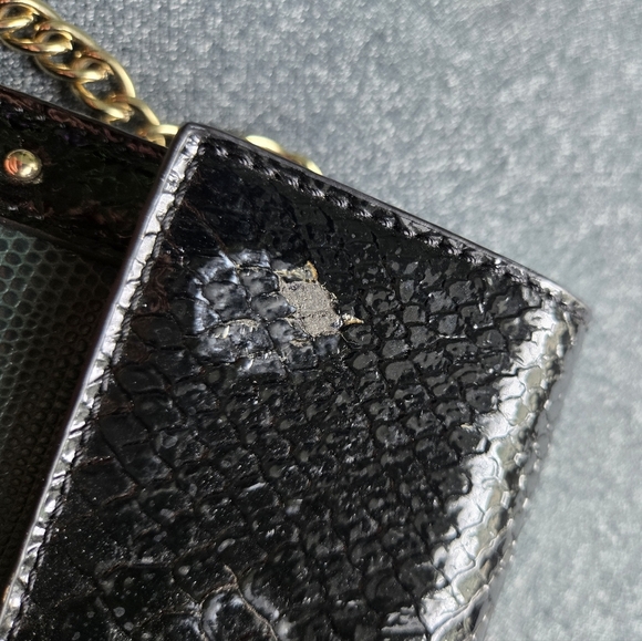 Roccobarocco Black and Gray Clutch with Gold Chain - Picture 7 of 9